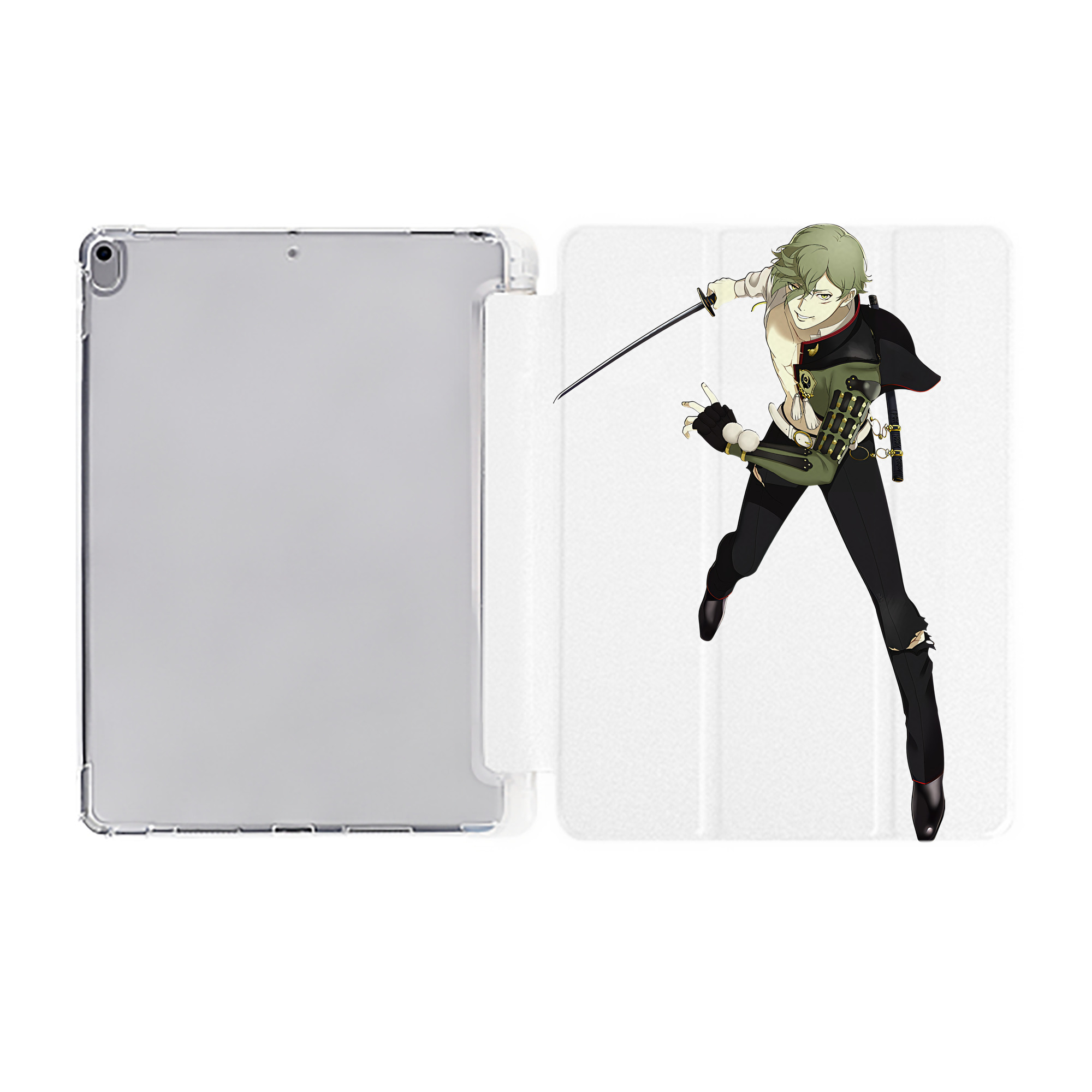 （画像用） 刀剣乱舞 Touken Ranbu IPad ケース ペン収納付き 三つ折りスタンド PUレザー×シリコン 対応機種9.5/10.5/10.9インチ